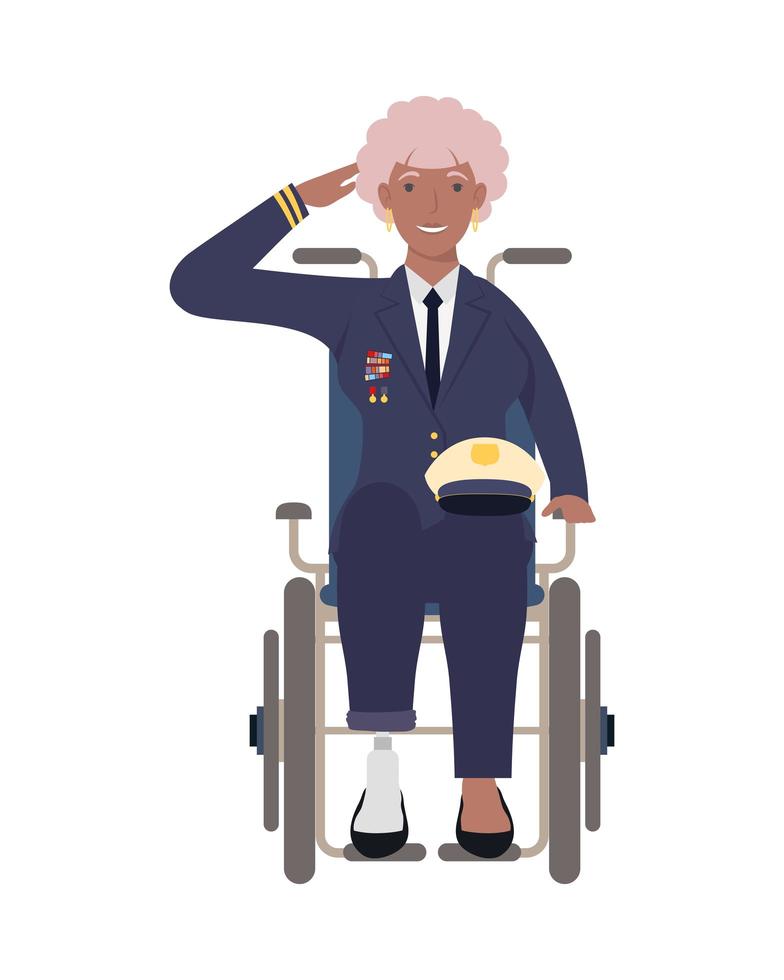 Veteran woman on wheelchair vector