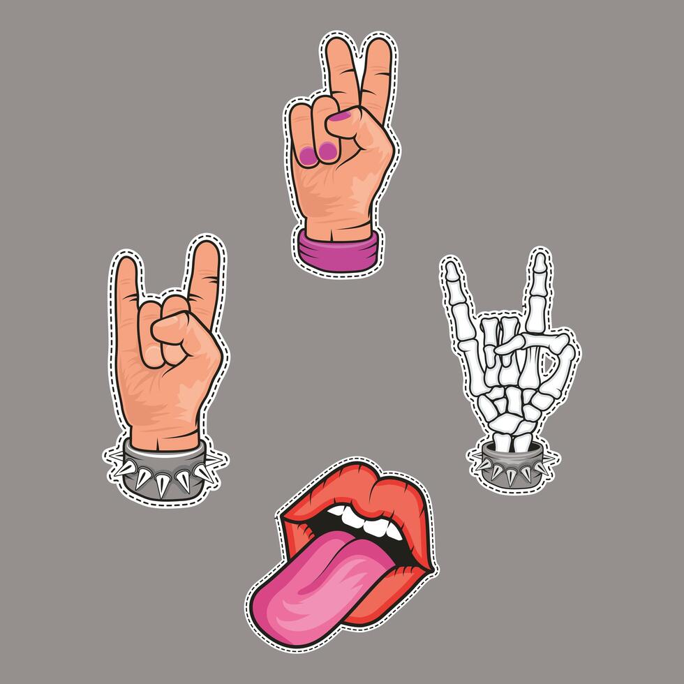 patches retro four icons vector