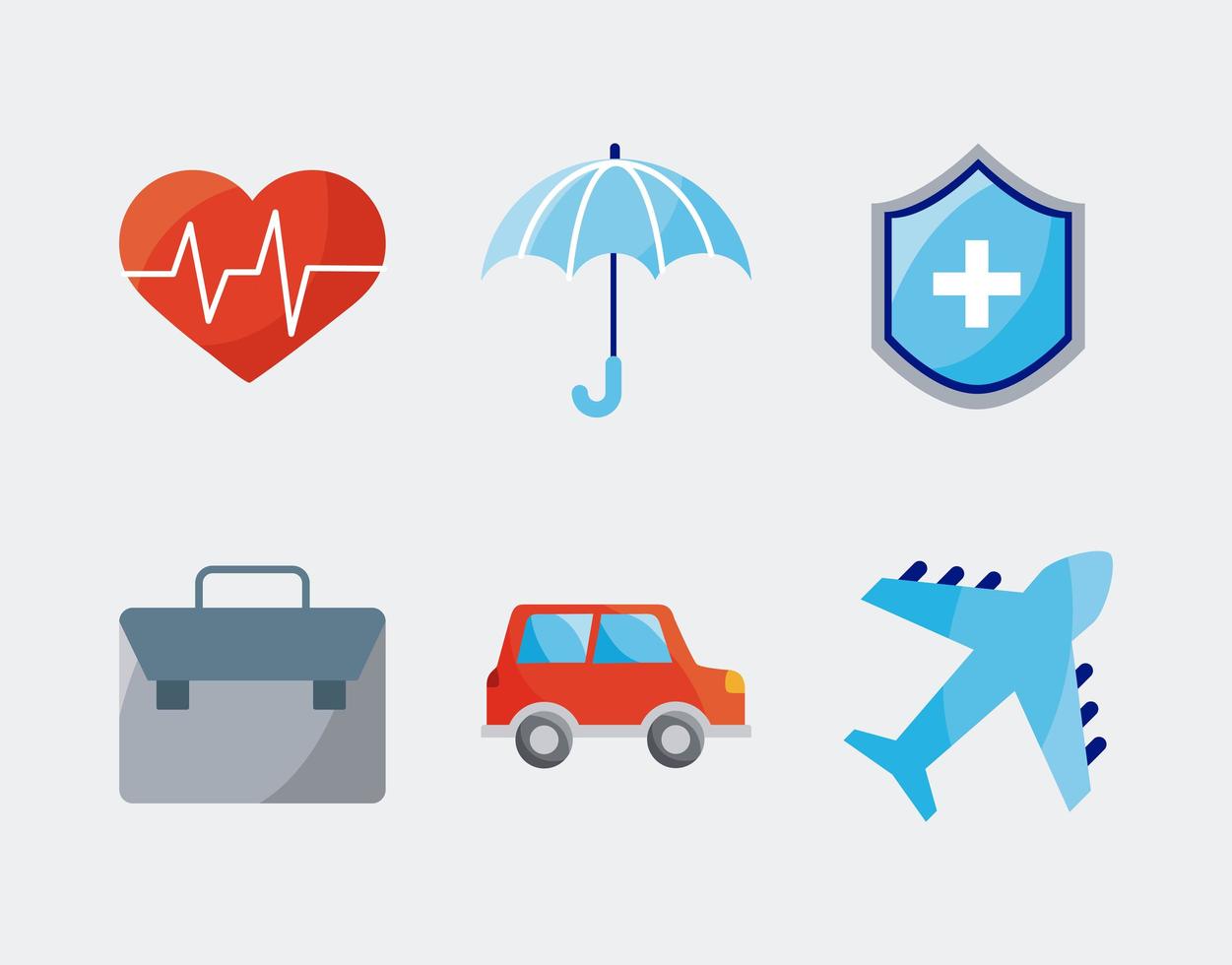 seis iconos de servicio de seguros vector