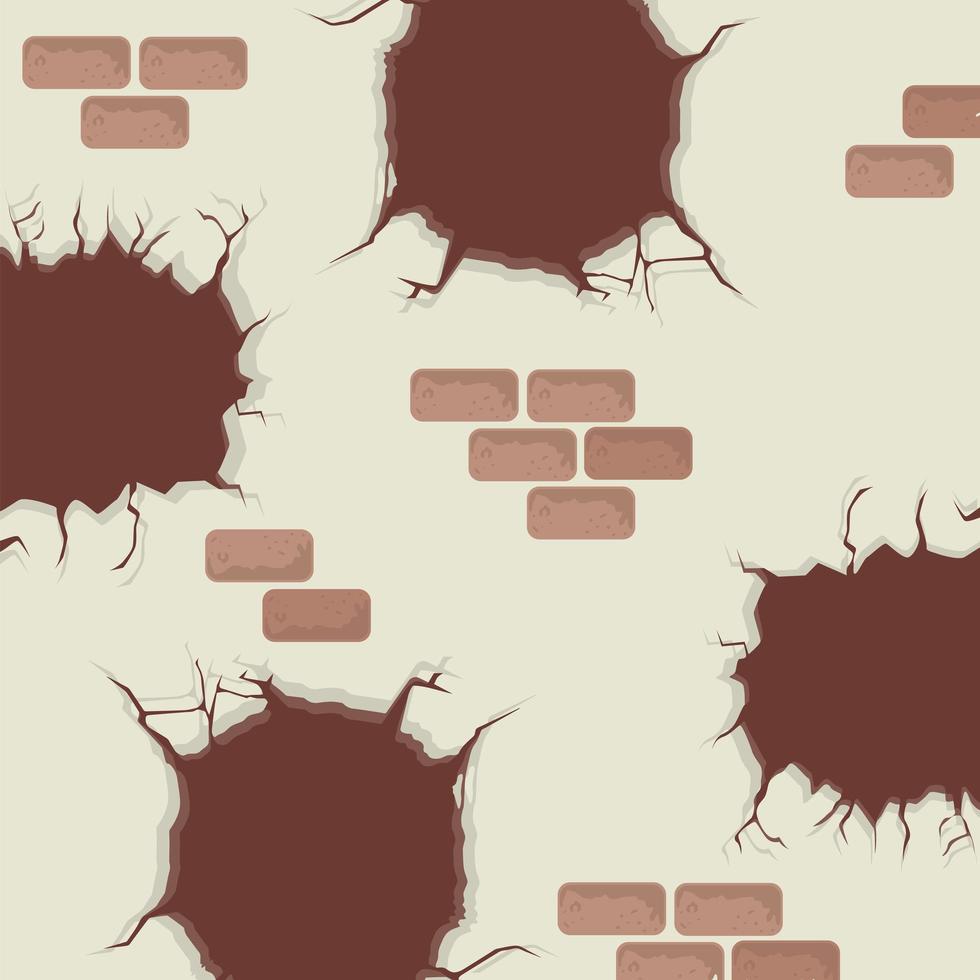 brick wall cracked vector