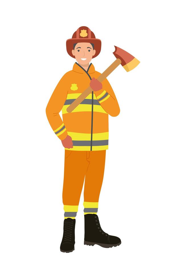 firefighter profession worker vector