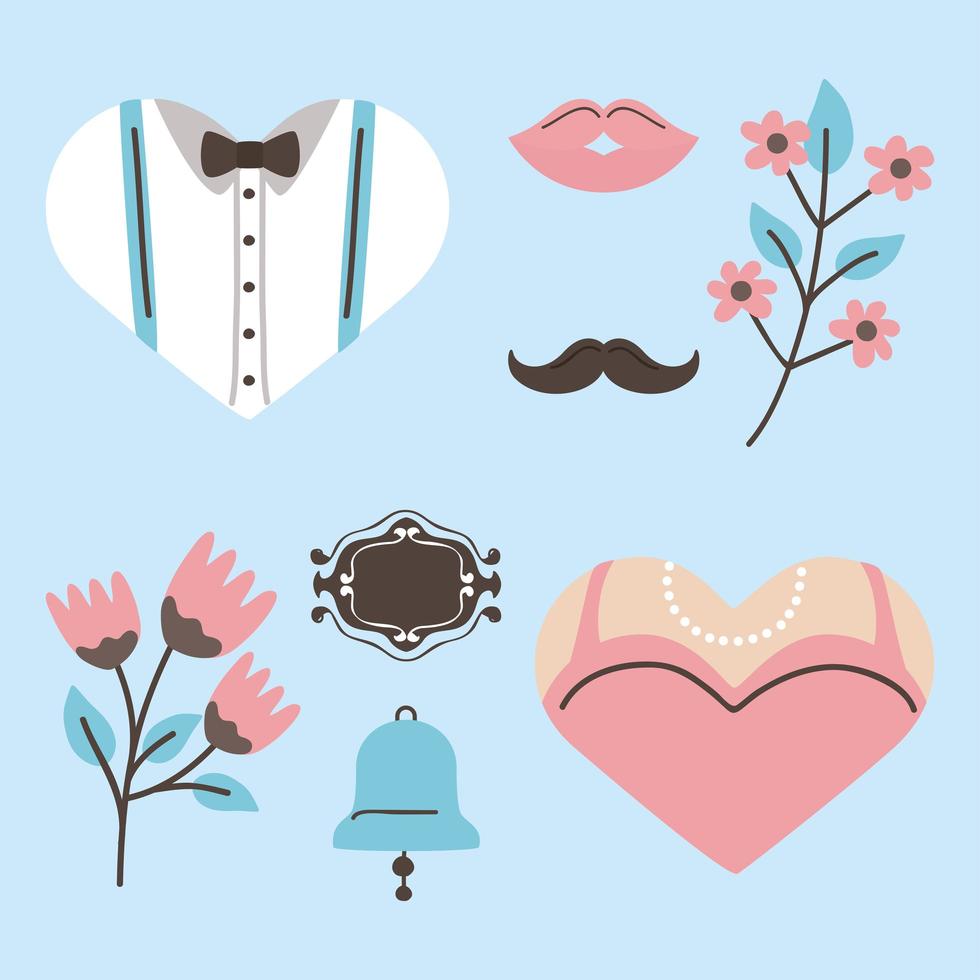 Wedding symbol collection vector