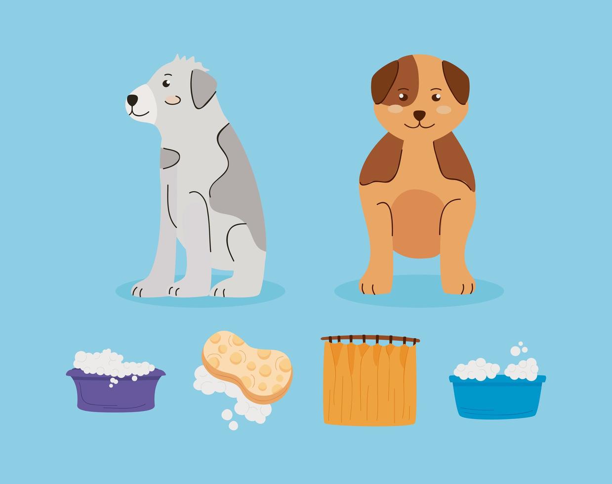 six washing pets icons vector