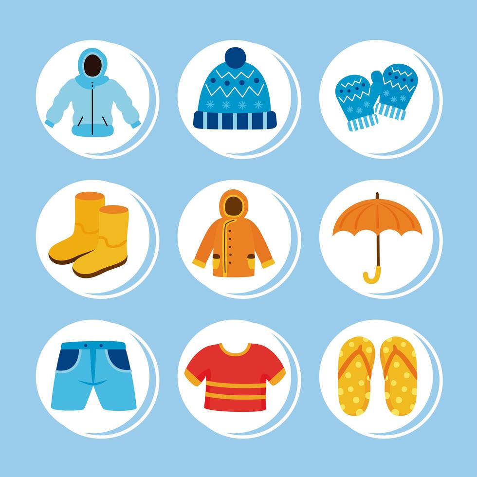 nine weather seasonal icons vector