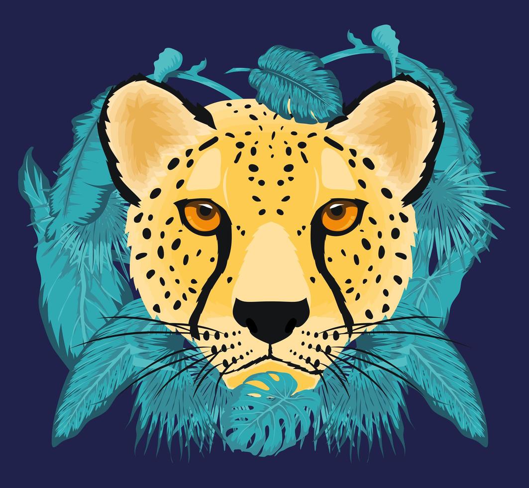 linda cara de leopardo vector