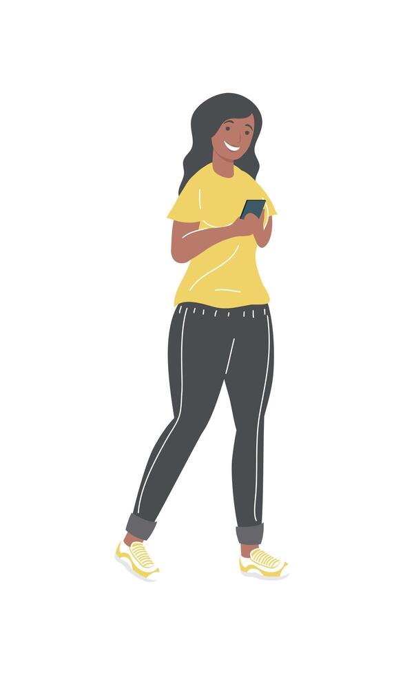 mujer con smartphone vector