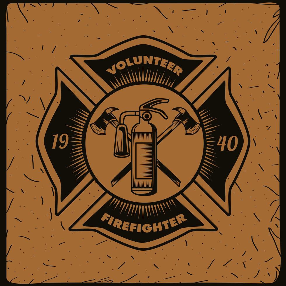 shield of firefighter volunteer vector