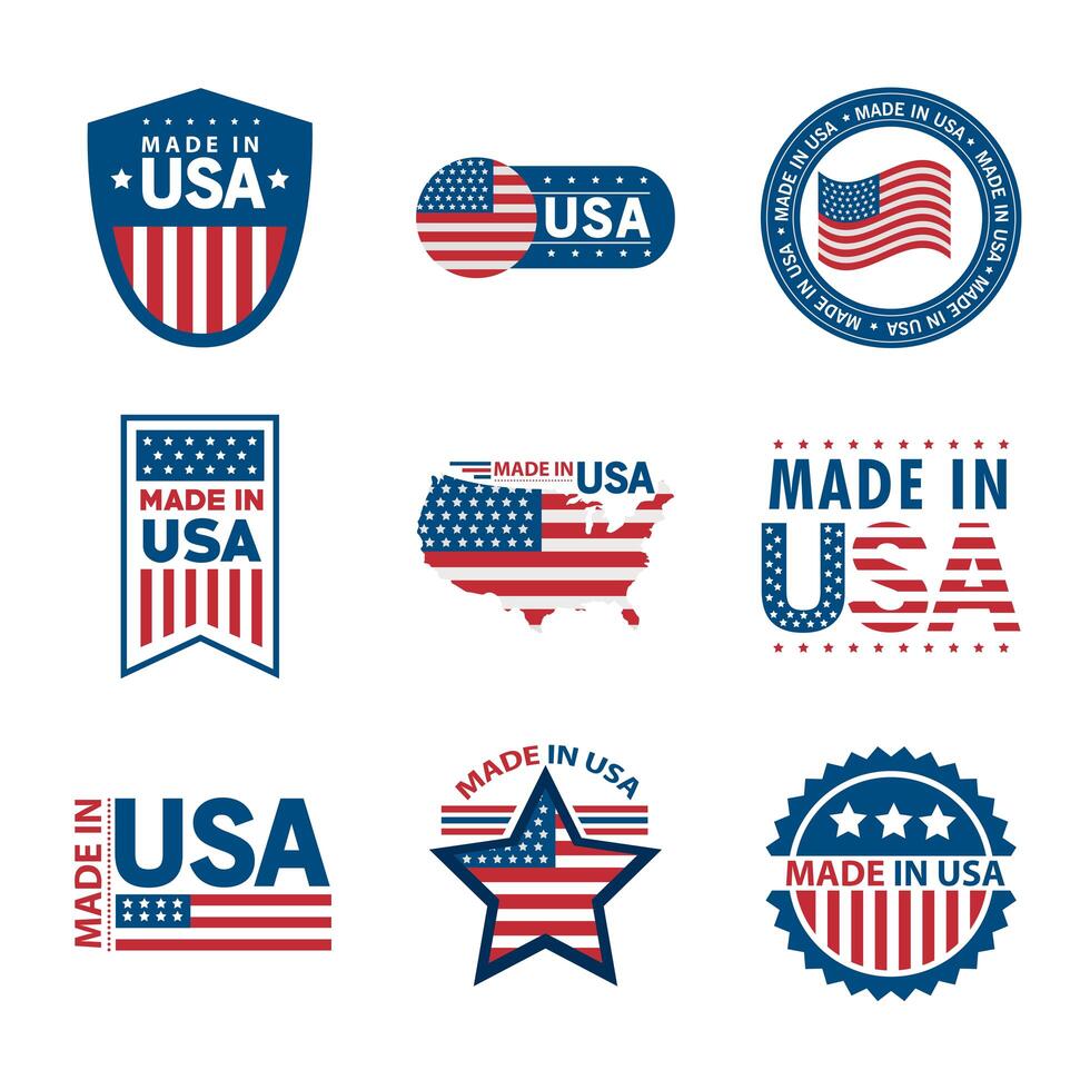 nine made in usa icons vector