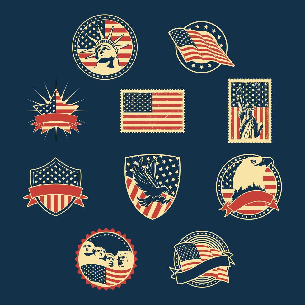 conjunto de insignias de Estados Unidos vector