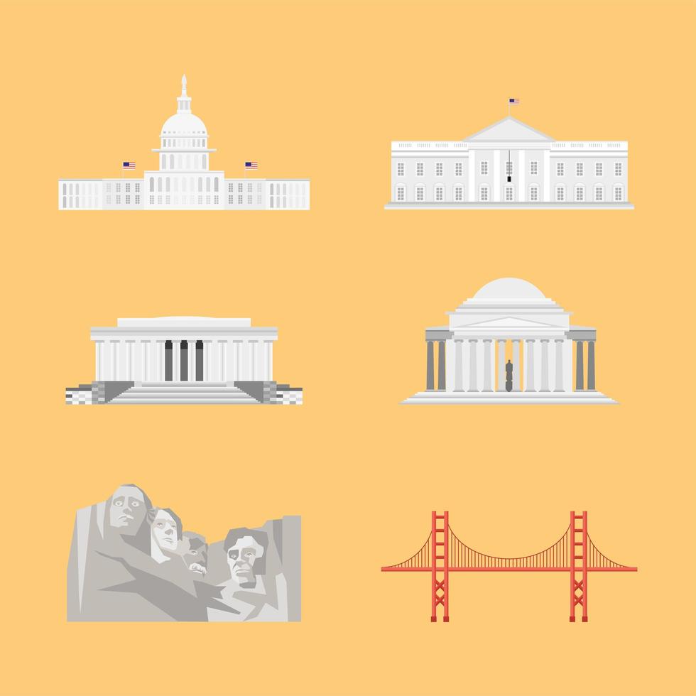 estados unidos monumentos vector