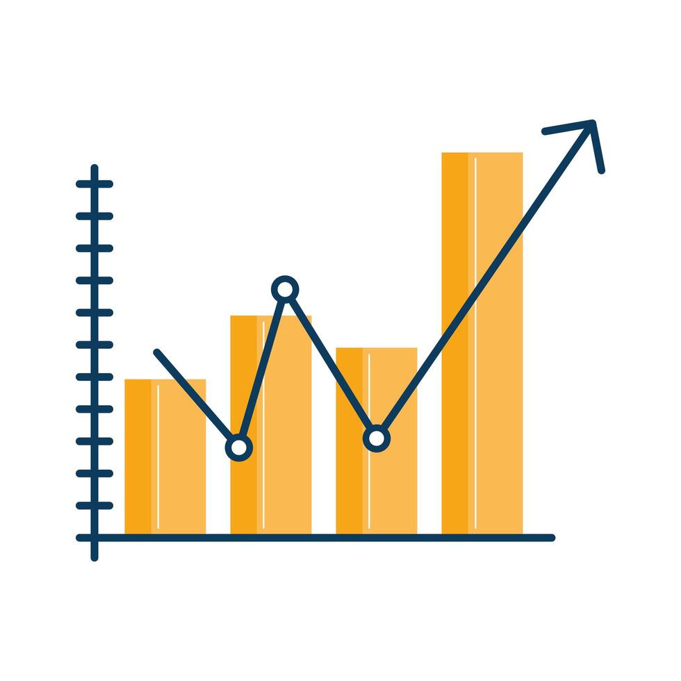 statistics bars with arrow vector