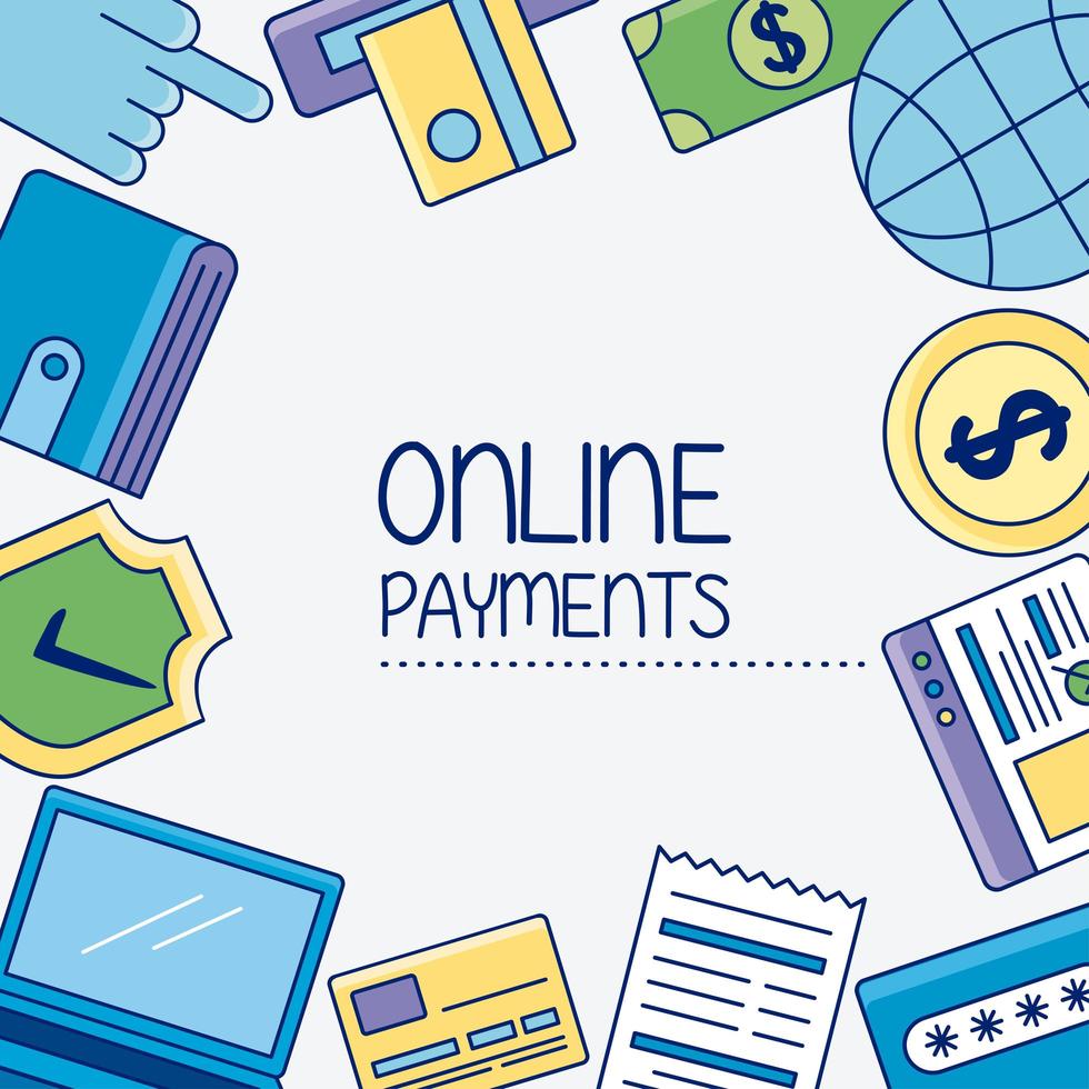 Online payments icon group vector