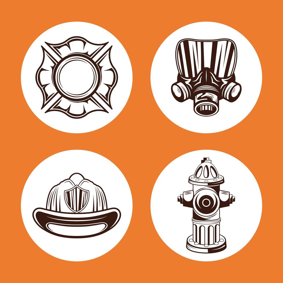 diseño de conjunto de iconos de bombero vector