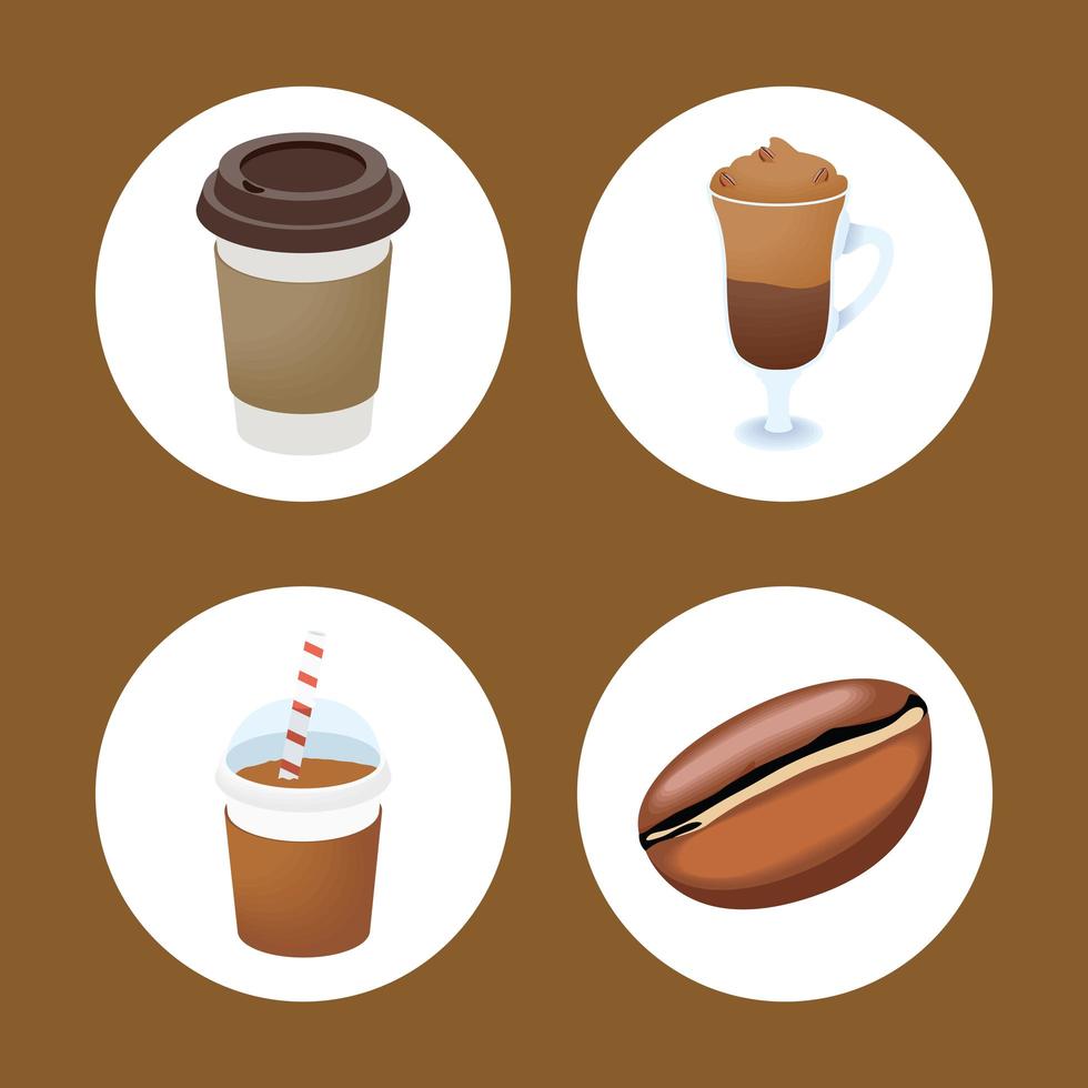 cuatro iconos de pausa para el café vector