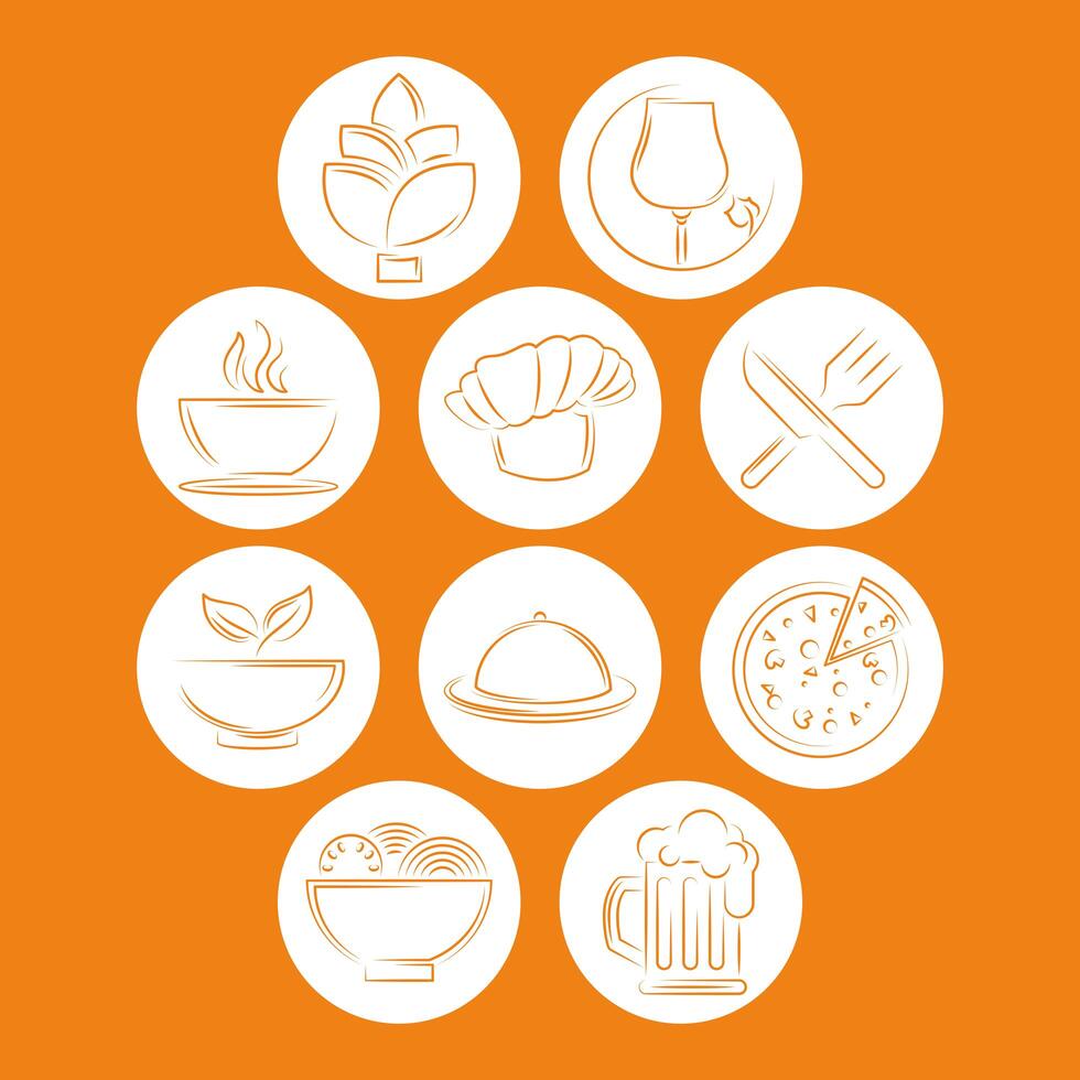 restaurant icon group vector