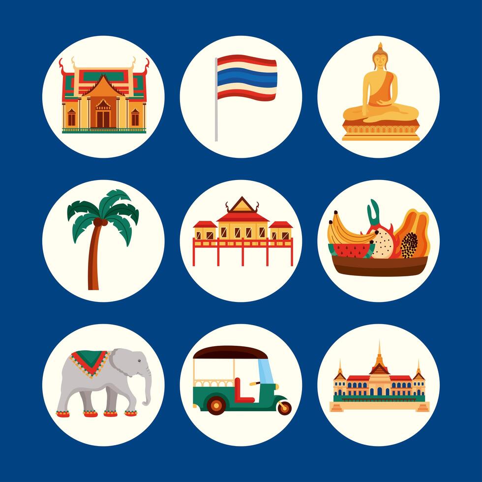 icons of thailand traditional vector