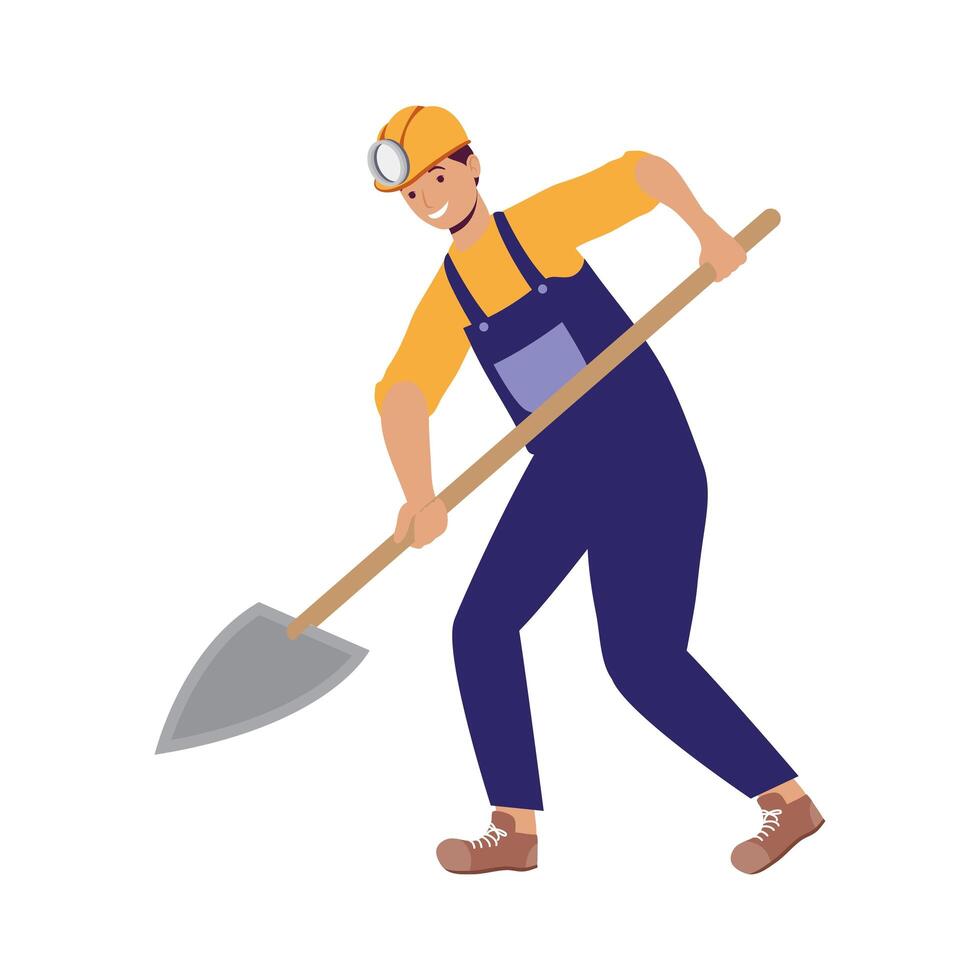 miner with shovel vector