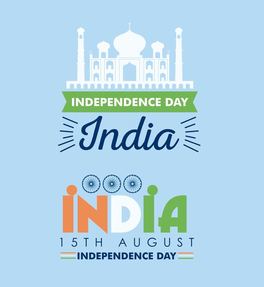 Two banners of india independence day vector