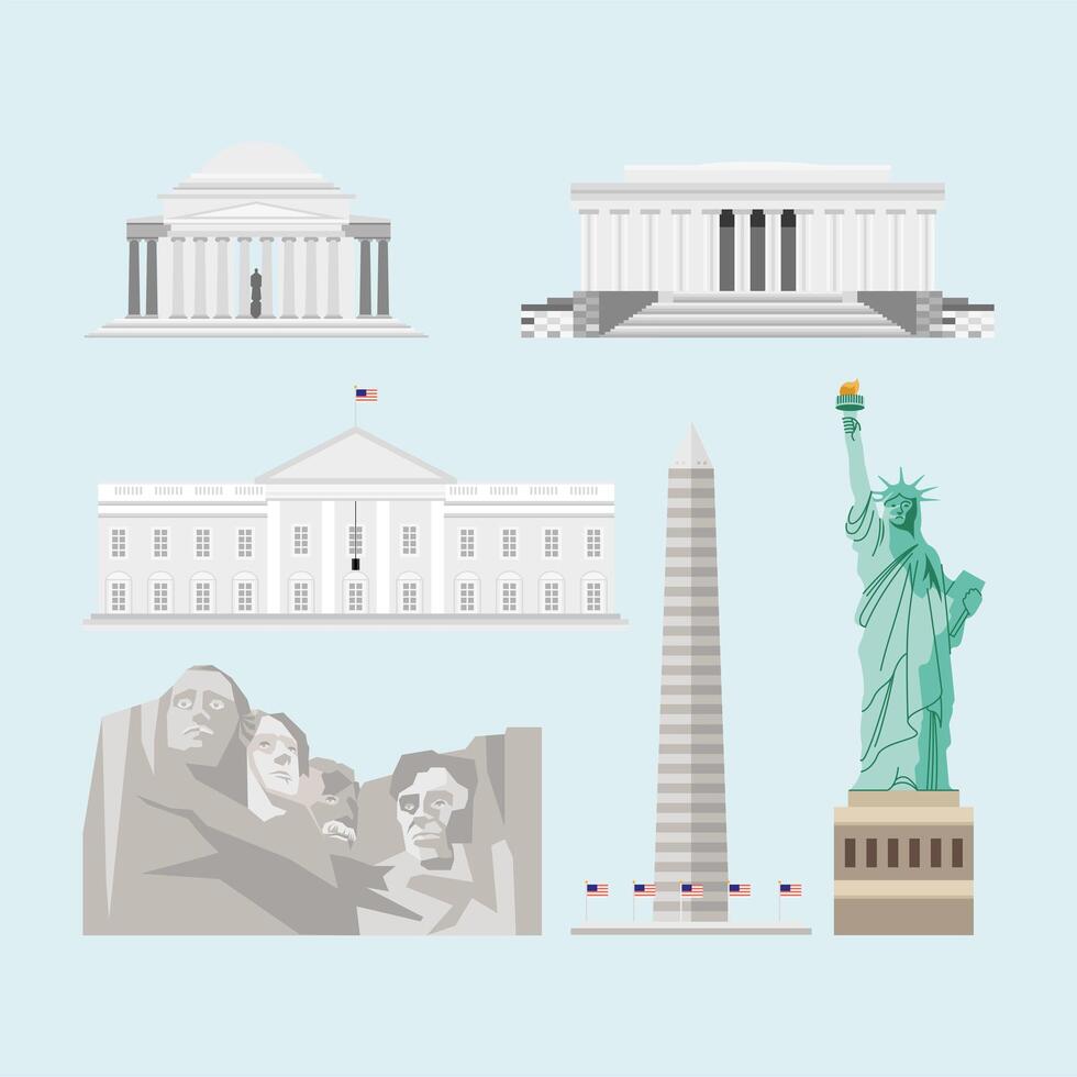 usa monuments landmarks vector