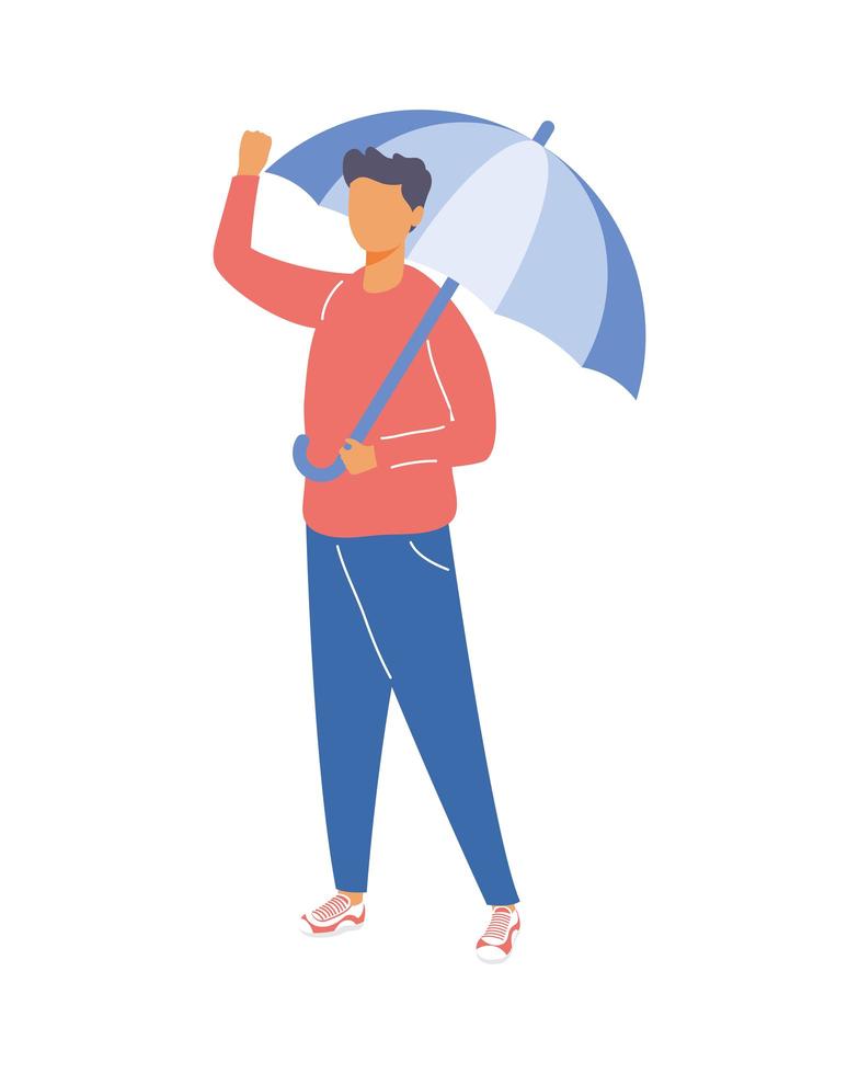 hombre con paraguas vector
