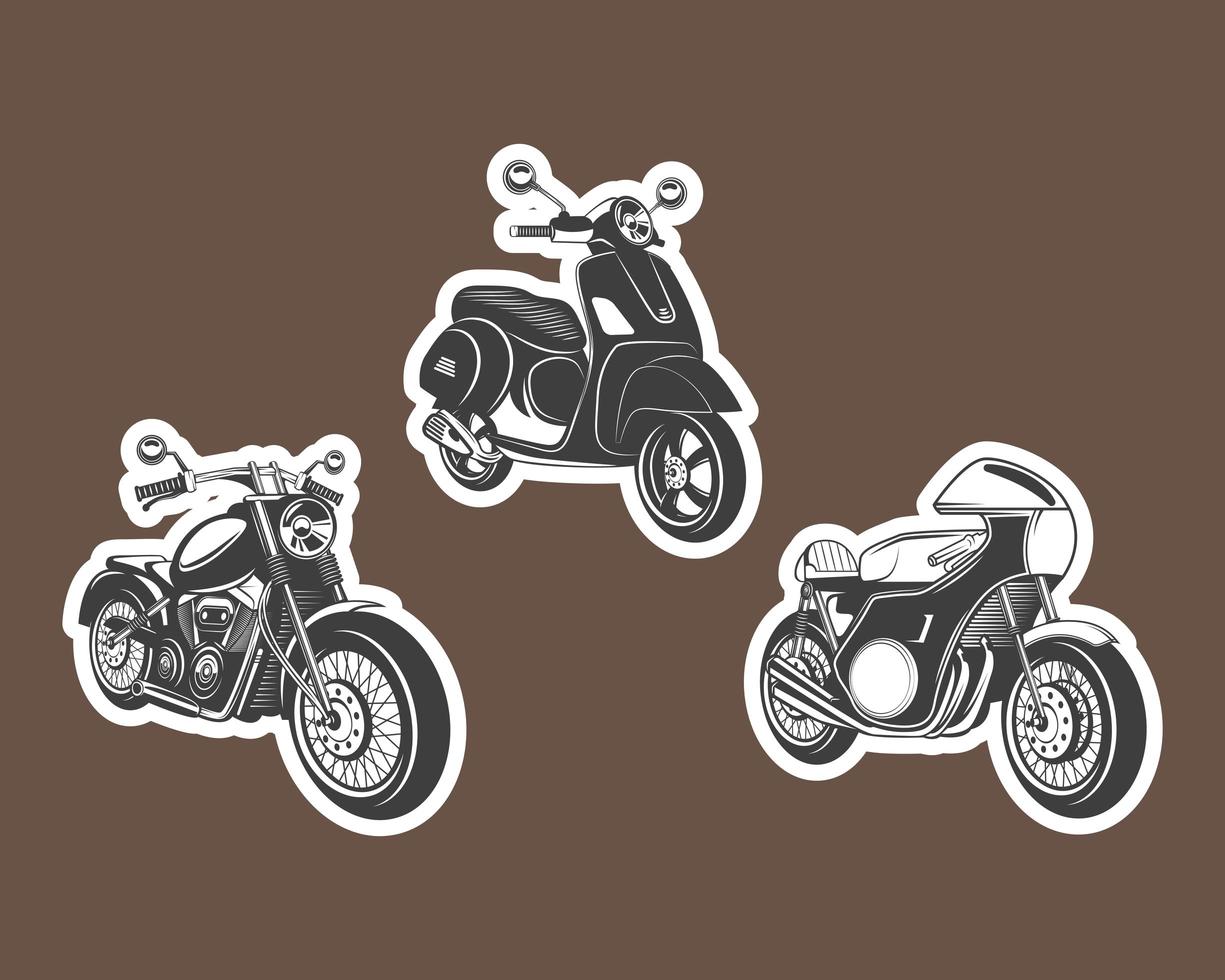 motorcycle icon set vector