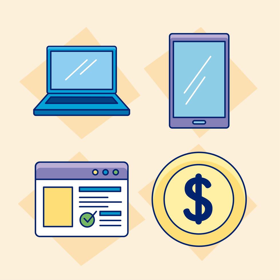 Online payments icon set vector