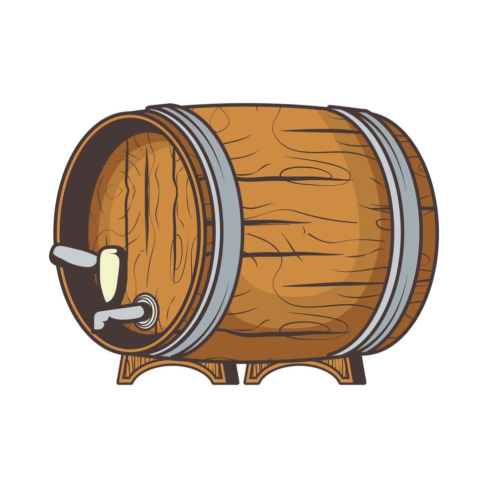 beer wooden barrel vector