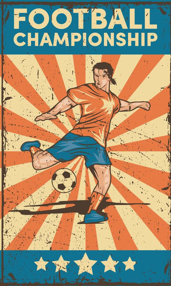 soccer championship retro poster vector