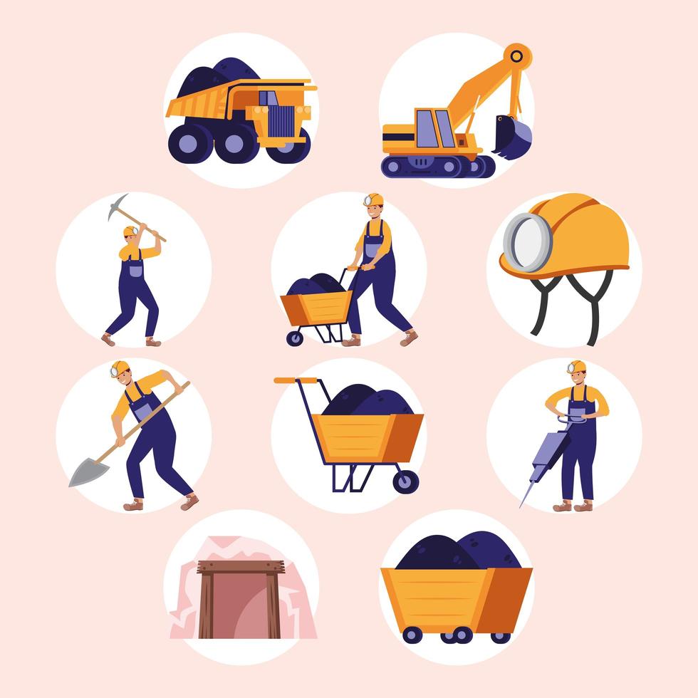 ten mining icons vector