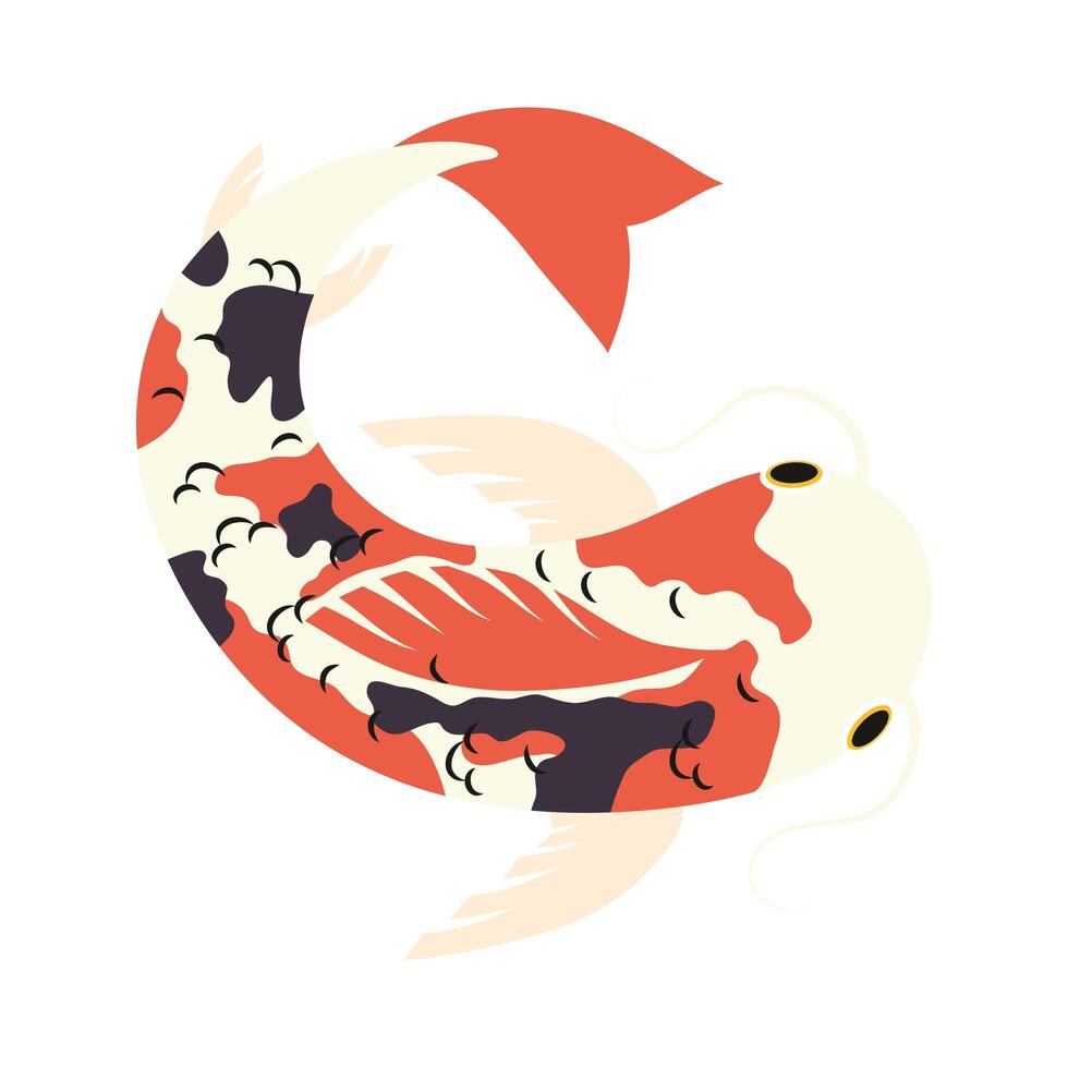 orange black and white koi fish vector