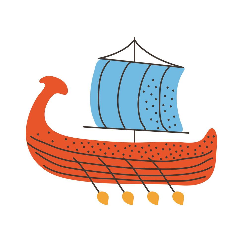 ancient greece sailing boat vector