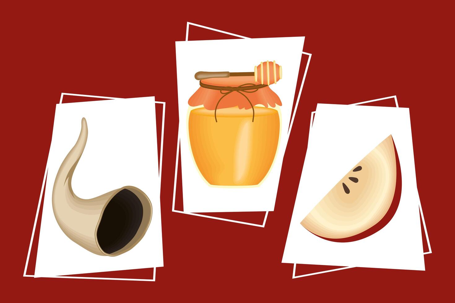 rosh hashanah three icons vector