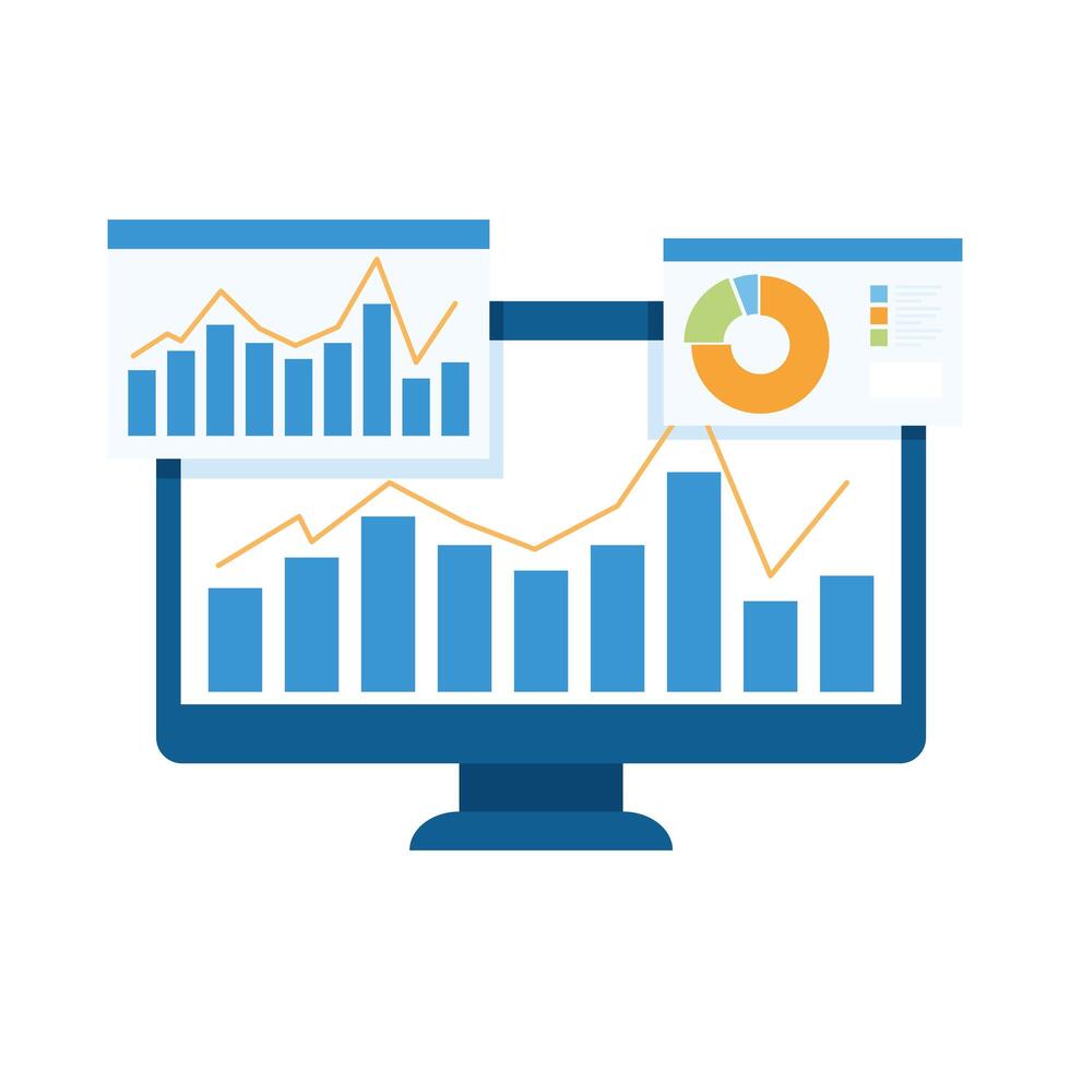 computer with infographics vector