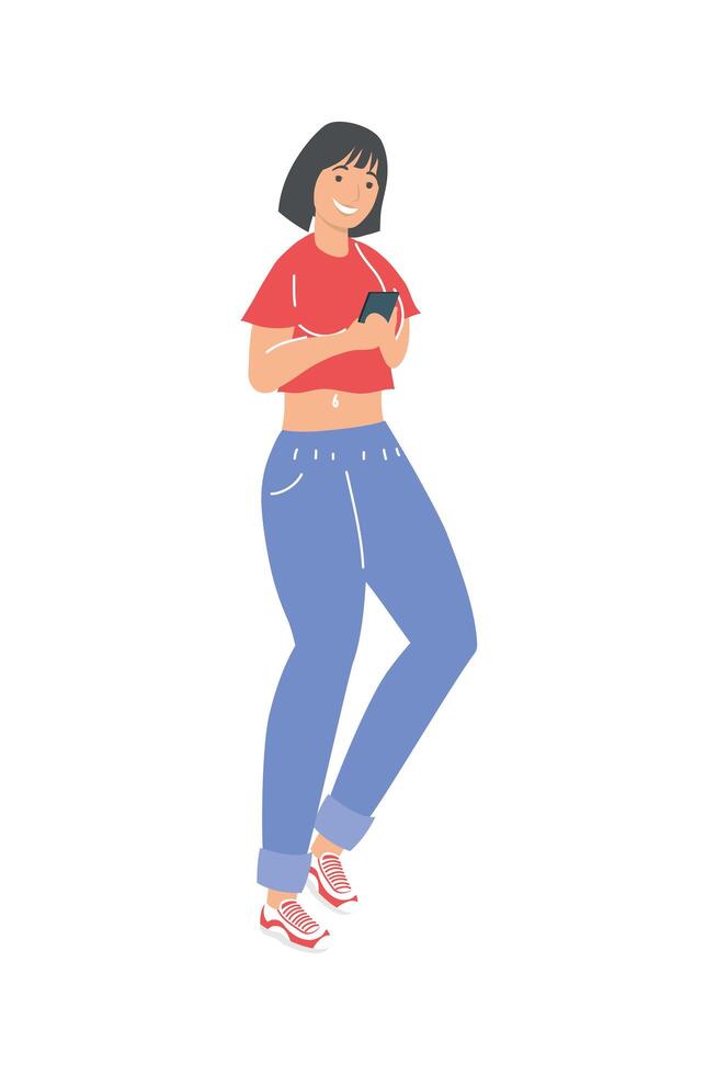 woman with smartphone vector