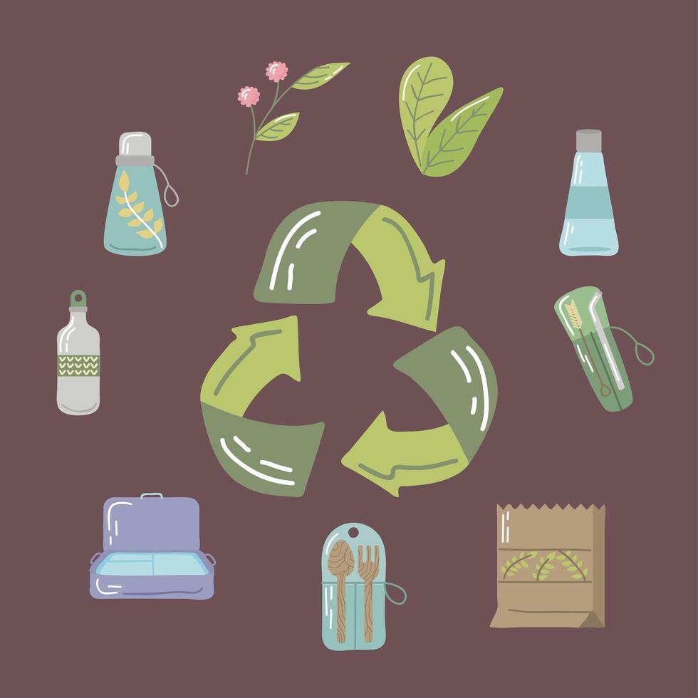 arrows recycle and icons vector