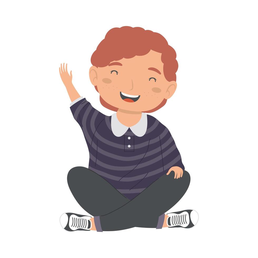 little boy seated character vector