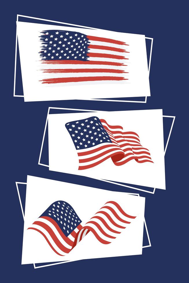 usa flags waving vector