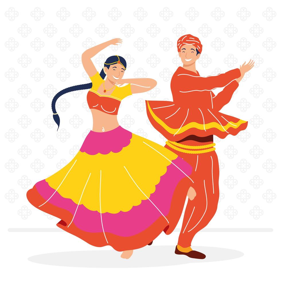 pareja de bailarines navratri vector