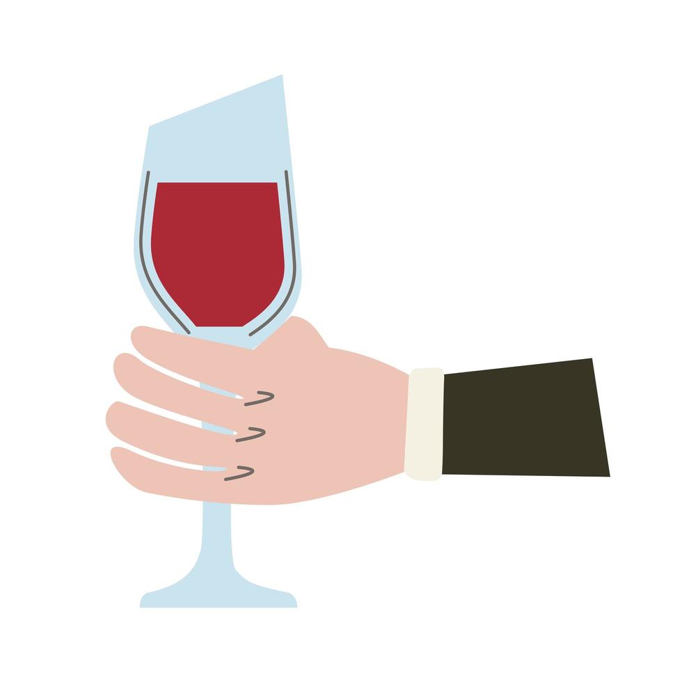 hand with wine cup vector