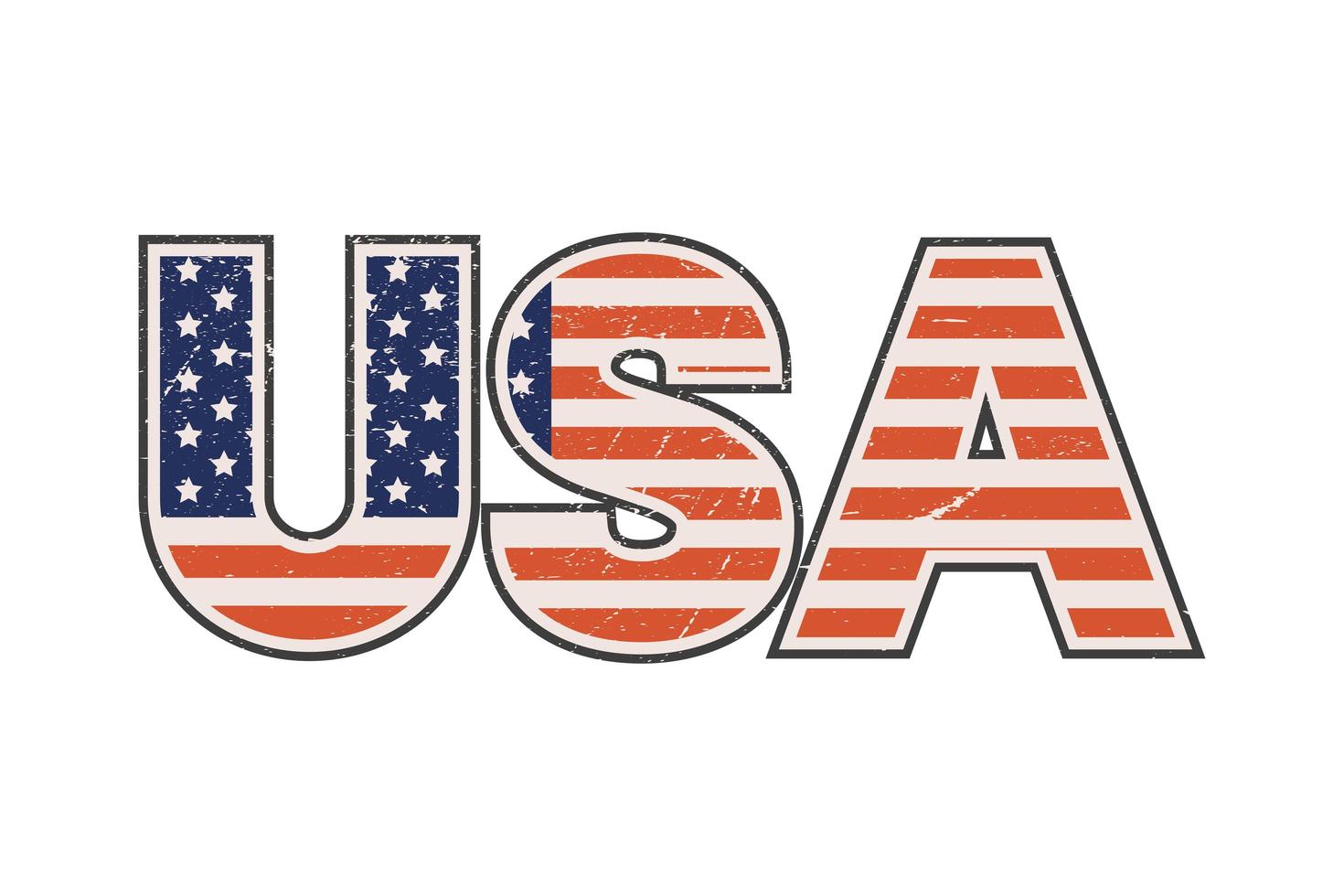 usa lettering with flag vector