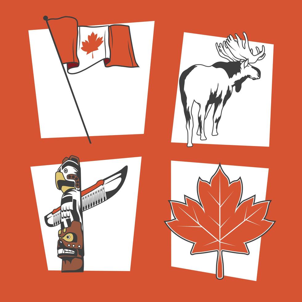 canada day four items vector