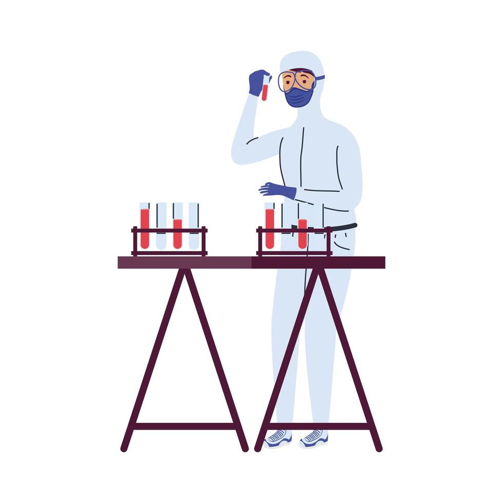 worker in lab covid19 testing vector