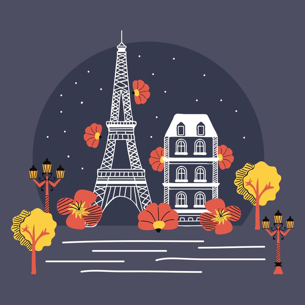 paris street night vector