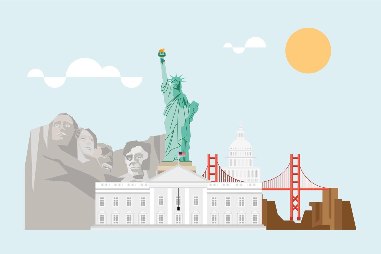 usa monuments famous vector