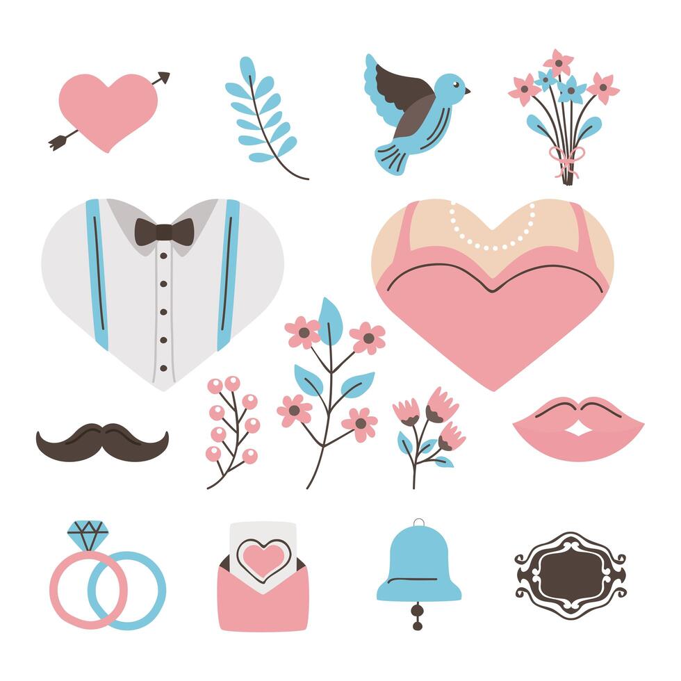 Wedding icon group vector