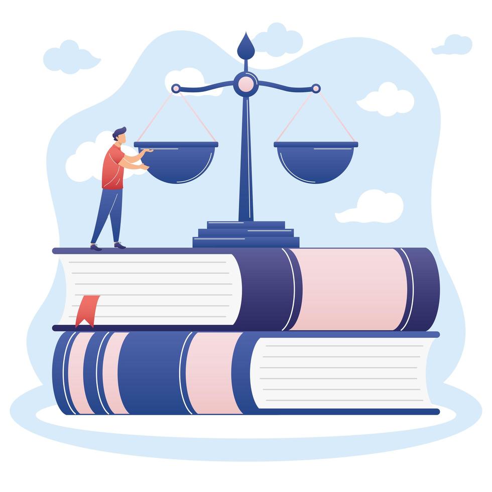 man with law scale on books vector