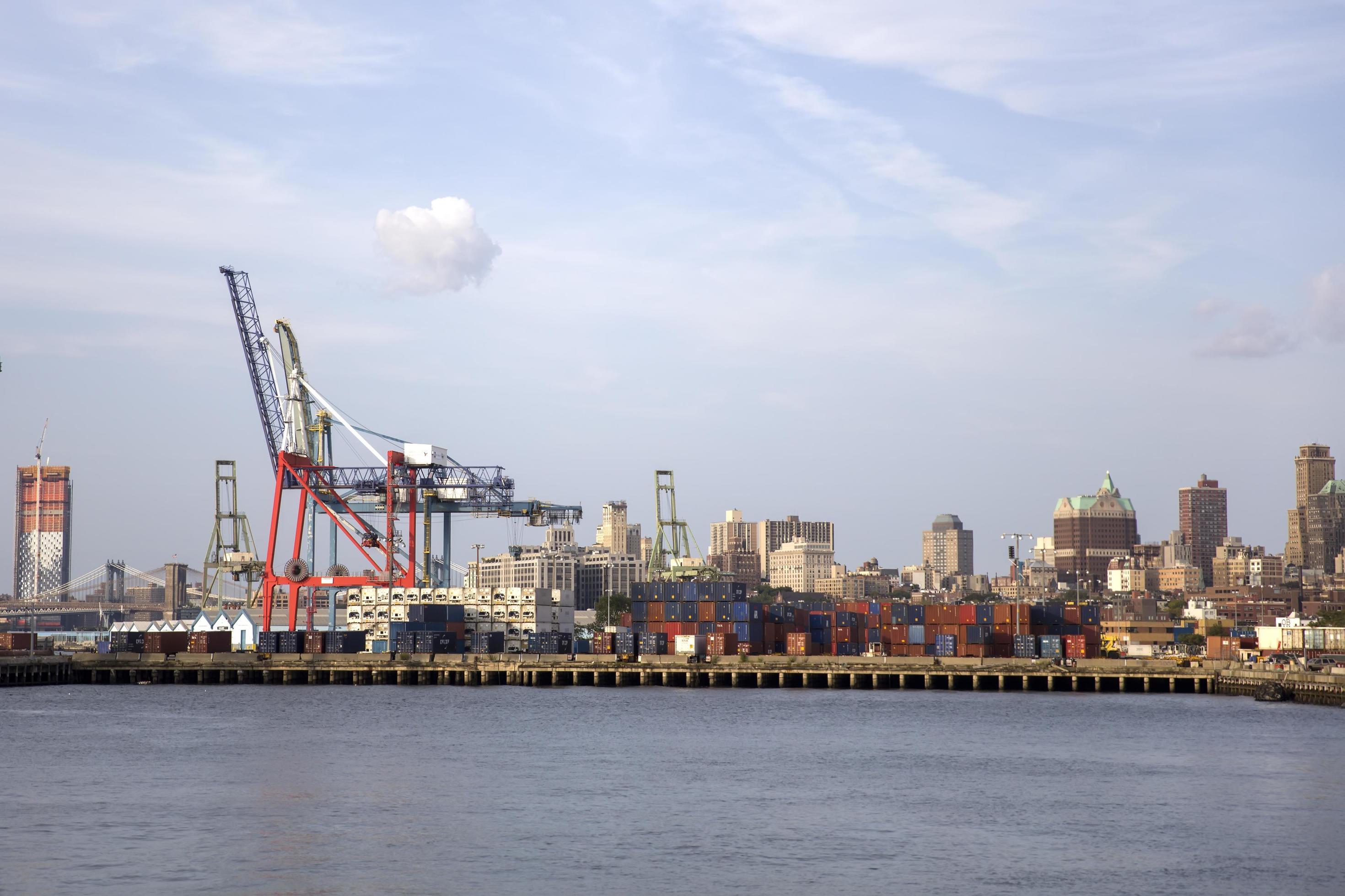 NEW YORK, USA, AUGUST 28, 2017 View at cranes in Red Hook Container
