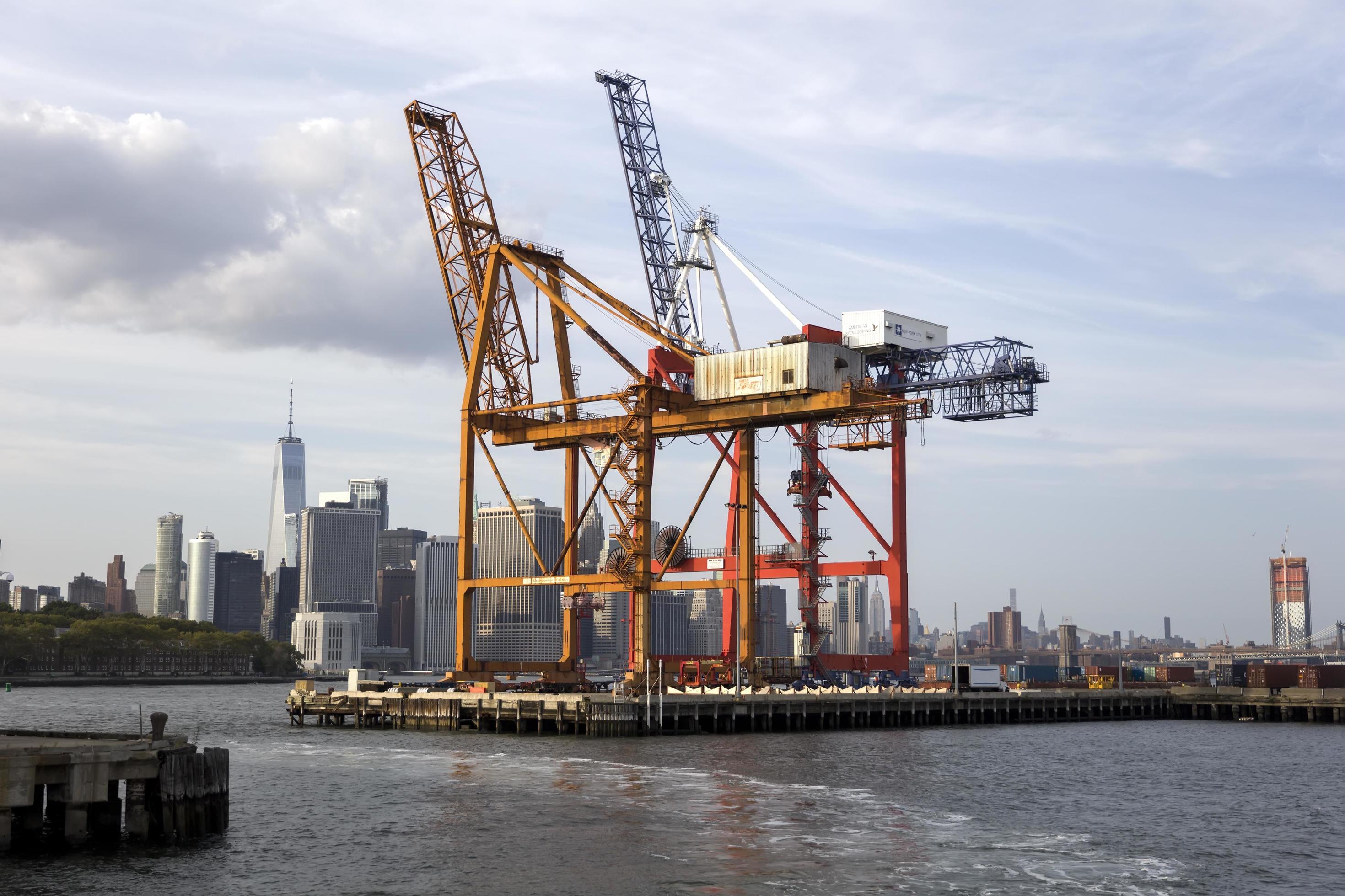 NEW YORK, USA, AUGUST 28, 2017 View at cranes in Red Hook Container