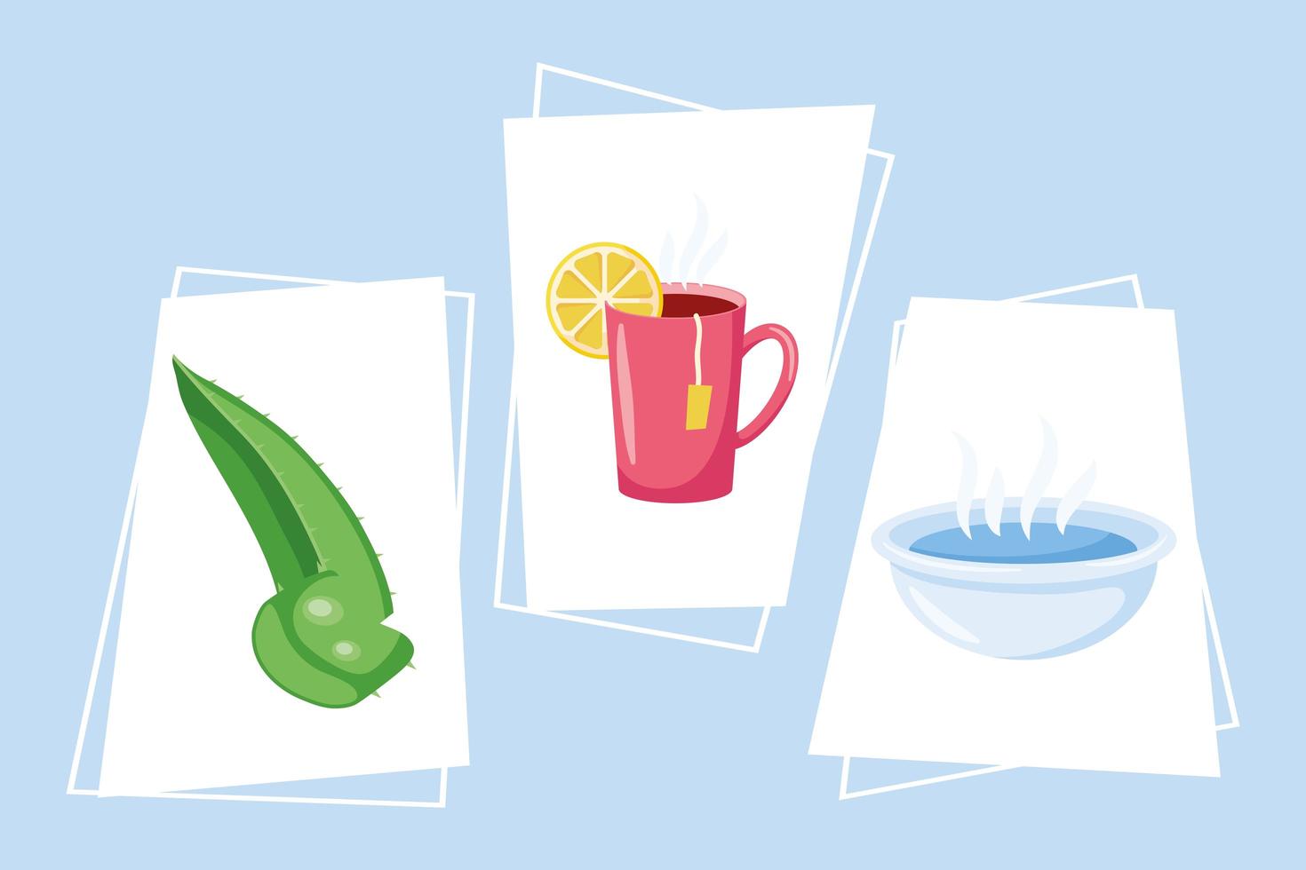 home remedies three icons vector