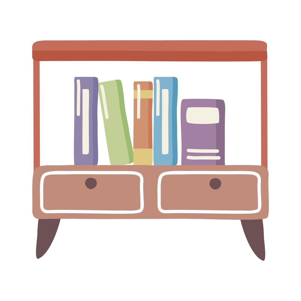 bedroom night table with books vector